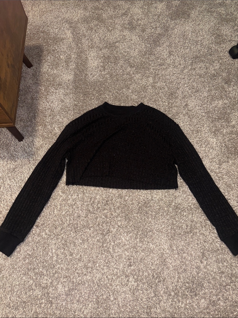 Cropped Black Long Sleeve Sweater